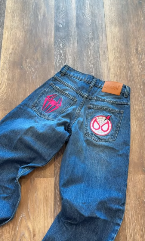 UnisexUnisex Spider man  Dark Wash  Baggy Jeans