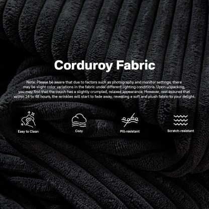 OVthtIOS 104" L-Shape Modular Couch with Chaise, Plush Corduroy Fabric, No Assembly Required