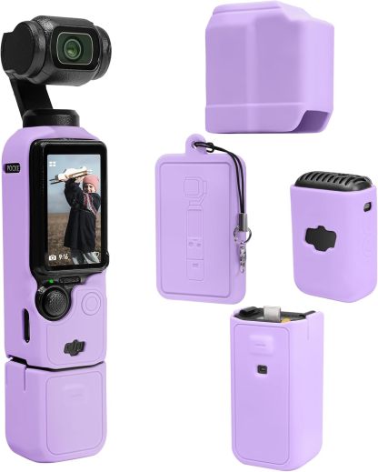 Pocthtket 3 Case, Soft Silicone Protective Case Compatible with DJI Osmo Pockthtet 3 Creator Combo, Lightweight creen Protector Grip Cover Accessories for Xtra Muse - Pink