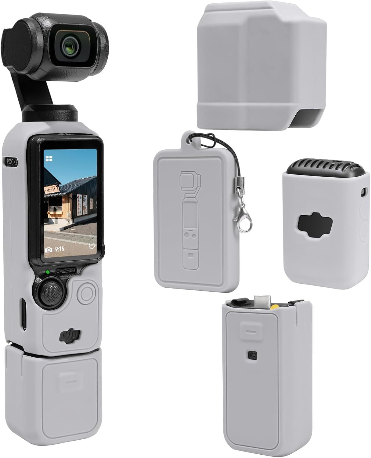 Pocthtket 3 Case, Soft Silicone Protective Case Compatible with DJI Osmo Pockthtet 3 Creator Combo, Lightweight creen Protector Grip Cover Accessories for Xtra Muse - Pink