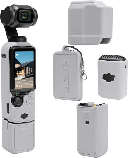 Pocthtket 3 Case, Soft Silicone Protective Case Compatible with DJI Osmo Pockthtet 3 Creator Combo, Lightweight creen Protector Grip Cover Accessories for Xtra Muse - Pink