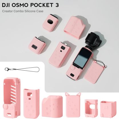 Pocthtket 3 Case, Soft Silicone Protective Case Compatible with DJI Osmo Pockthtet 3 Creator Combo, Lightweight creen Protector Grip Cover Accessories for Xtra Muse - Pink