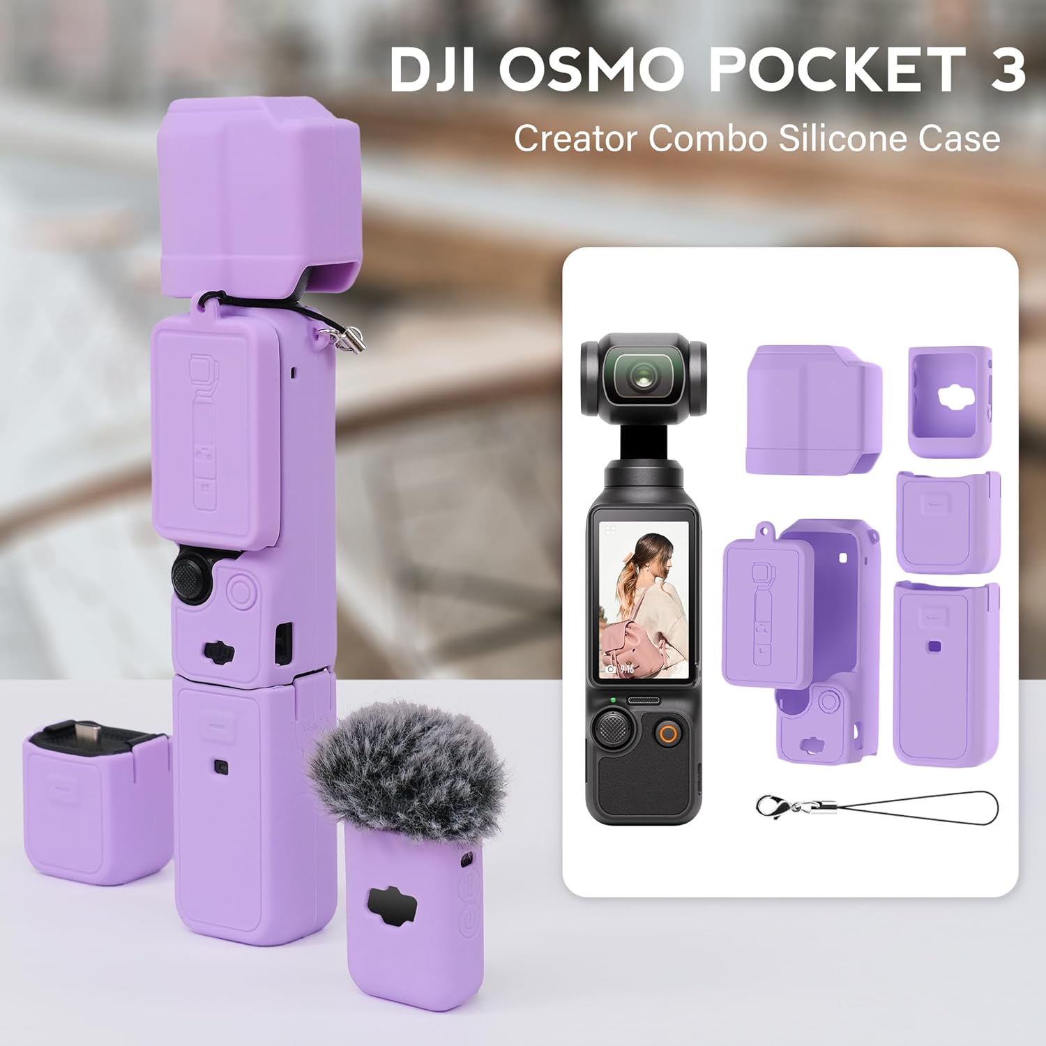 Pocthtket 3 Case, Soft Silicone Protective Case Compatible with DJI Osmo Pockthtet 3 Creator Combo, Lightweight creen Protector Grip Cover Accessories for Xtra Muse - Pink