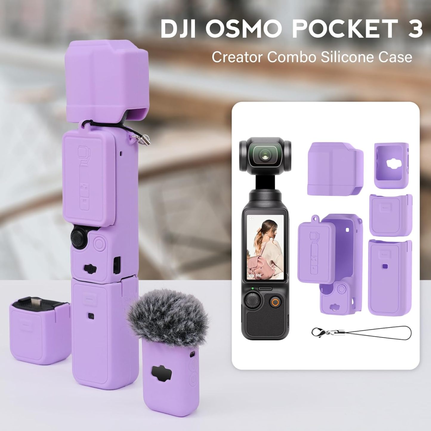 Pocthtket 3 Case, Soft Silicone Protective Case Compatible with DJI Osmo Pockthtet 3 Creator Combo, Lightweight creen Protector Grip Cover Accessories for Xtra Muse - Pink