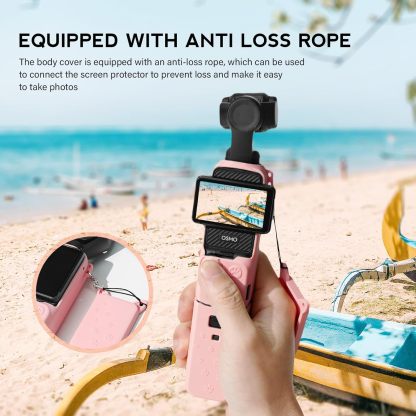 Pocthtket 3 Case, Soft Silicone Protective Case Compatible with DJI Osmo Pockthtet 3 Creator Combo, Lightweight creen Protector Grip Cover Accessories for Xtra Muse - Pink