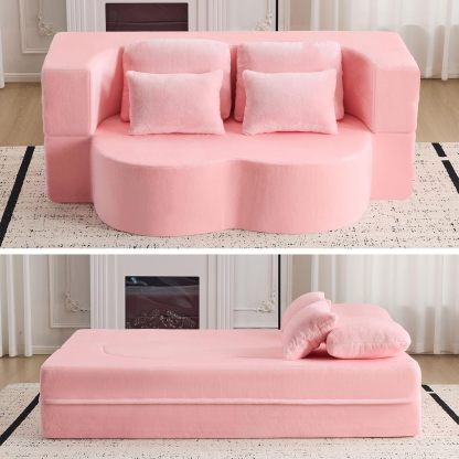 JOYBthtASE 78in Sofa Couch Convertible Oversized Cloud Loveseat Minimalist Sleeper Sofa Bed for Living Room, Apartment, Office, No Assembly Required (Coffee Corduroy)