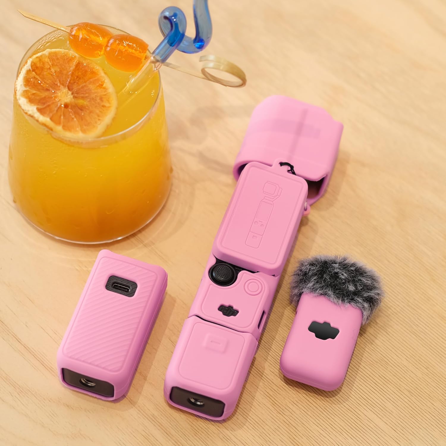 Pocthtket 3 Case, Soft Silicone Protective Case Compatible with DJI Osmo Pockthtet 3 Creator Combo, Lightweight creen Protector Grip Cover Accessories for Xtra Muse - Pink