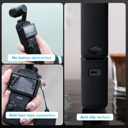 Pocthtket 3 Case, Soft Silicone Protective Case Compatible with DJI Osmo Pockthtet 3 Creator Combo, Lightweight creen Protector Grip Cover Accessories for Xtra Muse - Pink