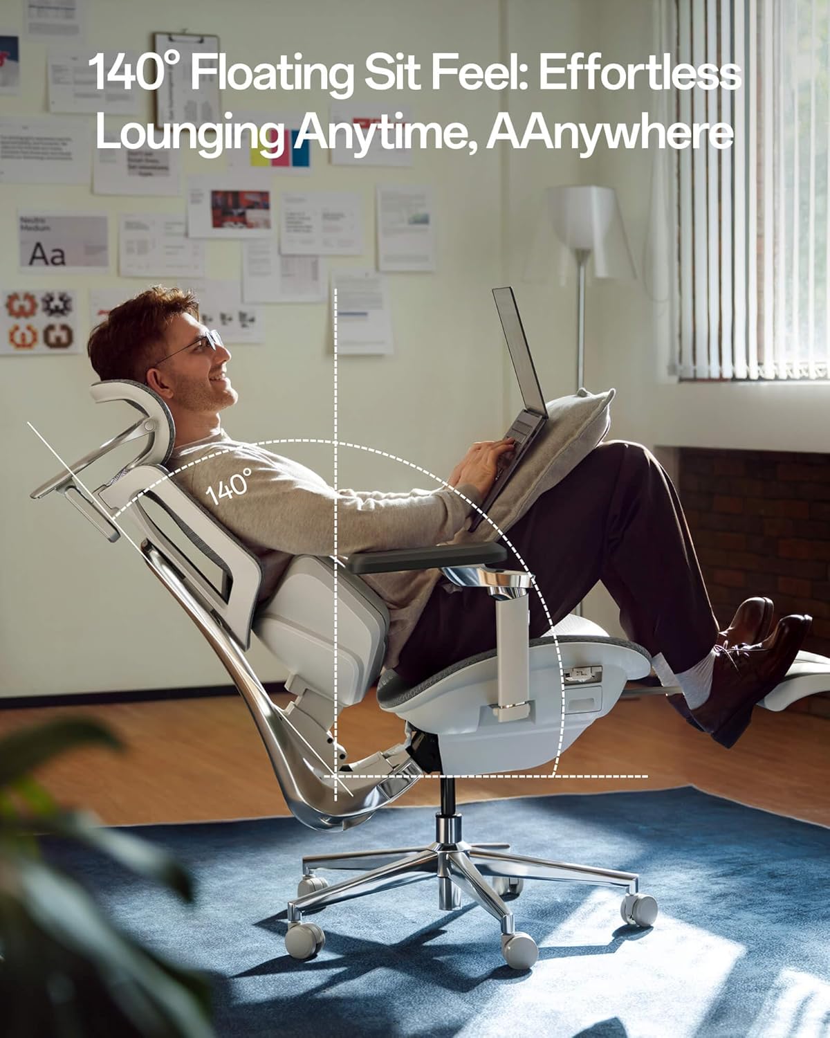 Hbathtda X7 Smart Ergonomic Chair, Office Chair, with Fully Automated Lumbar Tracking, 4D Adjustable Headrest, 720° Adjustable Armrests, Ventilated Seat Cushion, Swivel, Grey