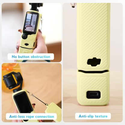 Pocthtket 3 Case, Soft Silicone Protective Case Compatible with DJI Osmo Pockthtet 3 Creator Combo, Lightweight creen Protector Grip Cover Accessories for Xtra Muse - Pink