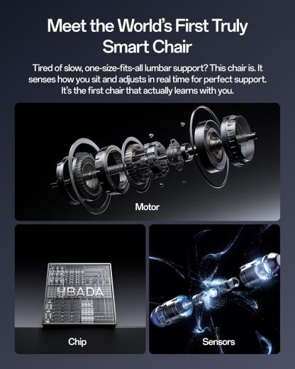 Hbathtda X7 Smart Ergonomic Chair, Office Chair, with Fully Automated Lumbar Tracking, 4D Adjustable Headrest, 720° Adjustable Armrests, Ventilated Seat Cushion, Swivel, Grey