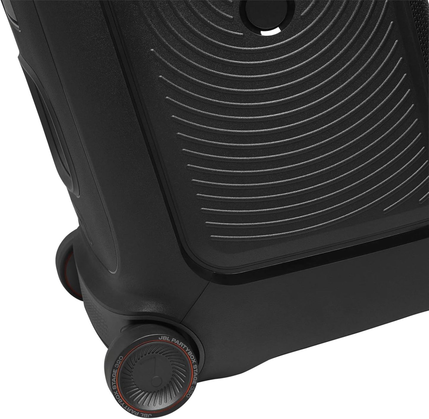 PartyBox Stage 320 - Portable Party Speaker with Telescopic Handle & Wide, Sturdy Wheels, Powerful Pro Sound, Futuristic lightshow, Up to 18 Hours of Play time, Splash Proof (White)
