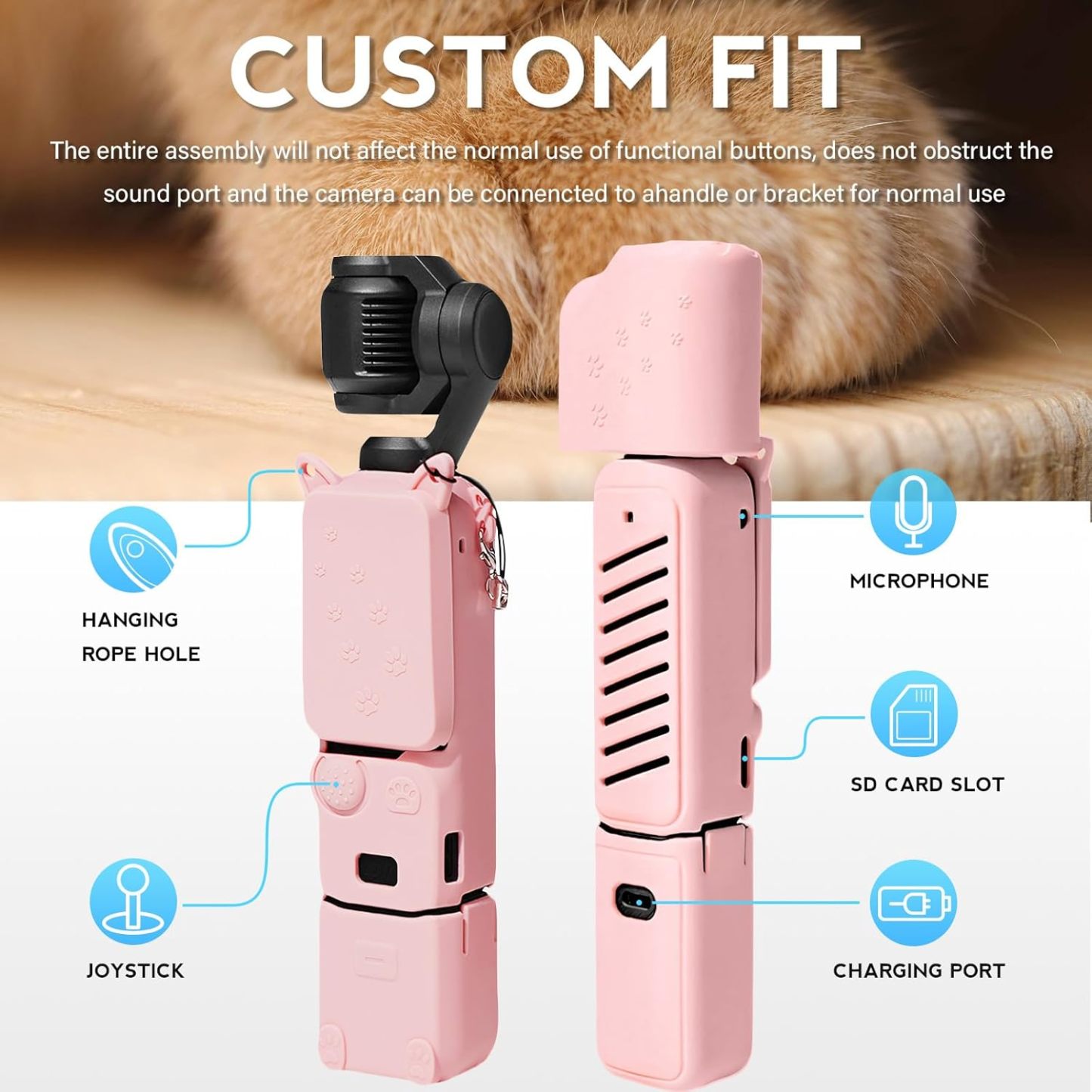 Pocthtket 3 Case, Soft Silicone Protective Case Compatible with DJI Osmo Pockthtet 3 Creator Combo, Lightweight creen Protector Grip Cover Accessories for Xtra Muse - Pink