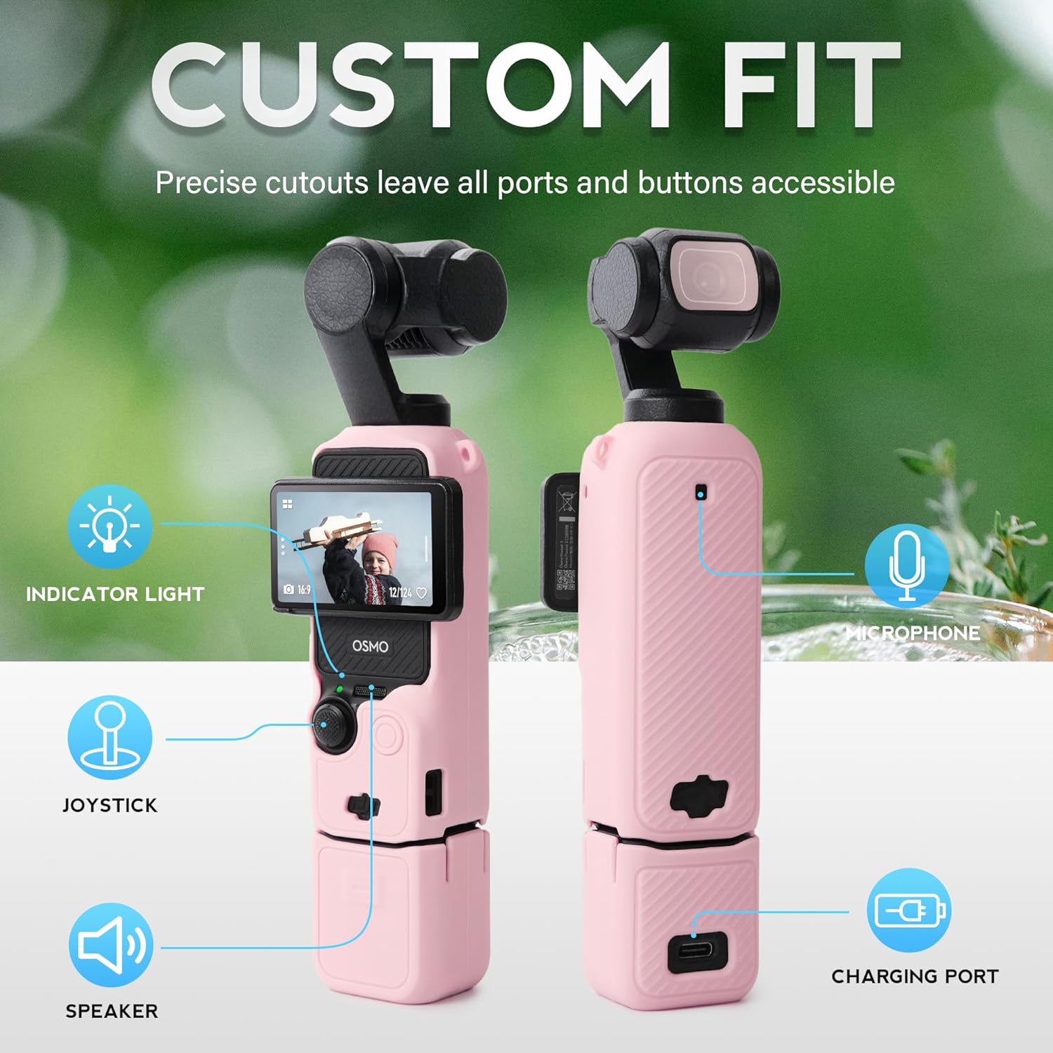 Pocthtket 3 Case, Soft Silicone Protective Case Compatible with DJI Osmo Pockthtet 3 Creator Combo, Lightweight creen Protector Grip Cover Accessories for Xtra Muse - Pink