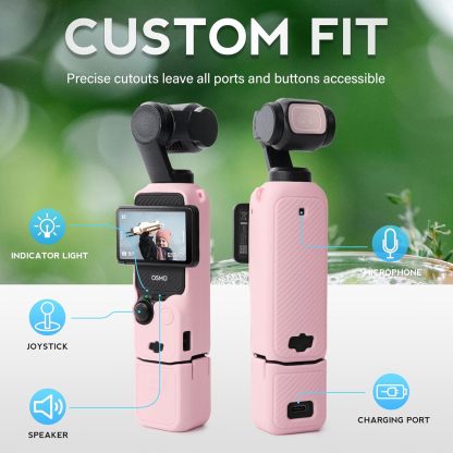 Pocthtket 3 Case, Soft Silicone Protective Case Compatible with DJI Osmo Pockthtet 3 Creator Combo, Lightweight creen Protector Grip Cover Accessories for Xtra Muse - Pink