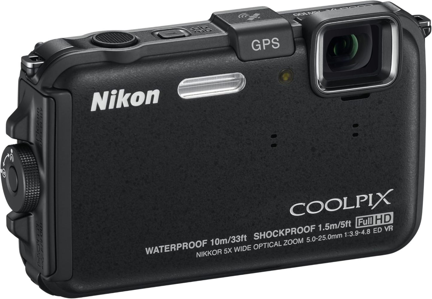 Nikthton COOLPIX AW100 16 MP CMOS Waterproof Digital Camera with GPS and Full HD 1080p Video (Black)