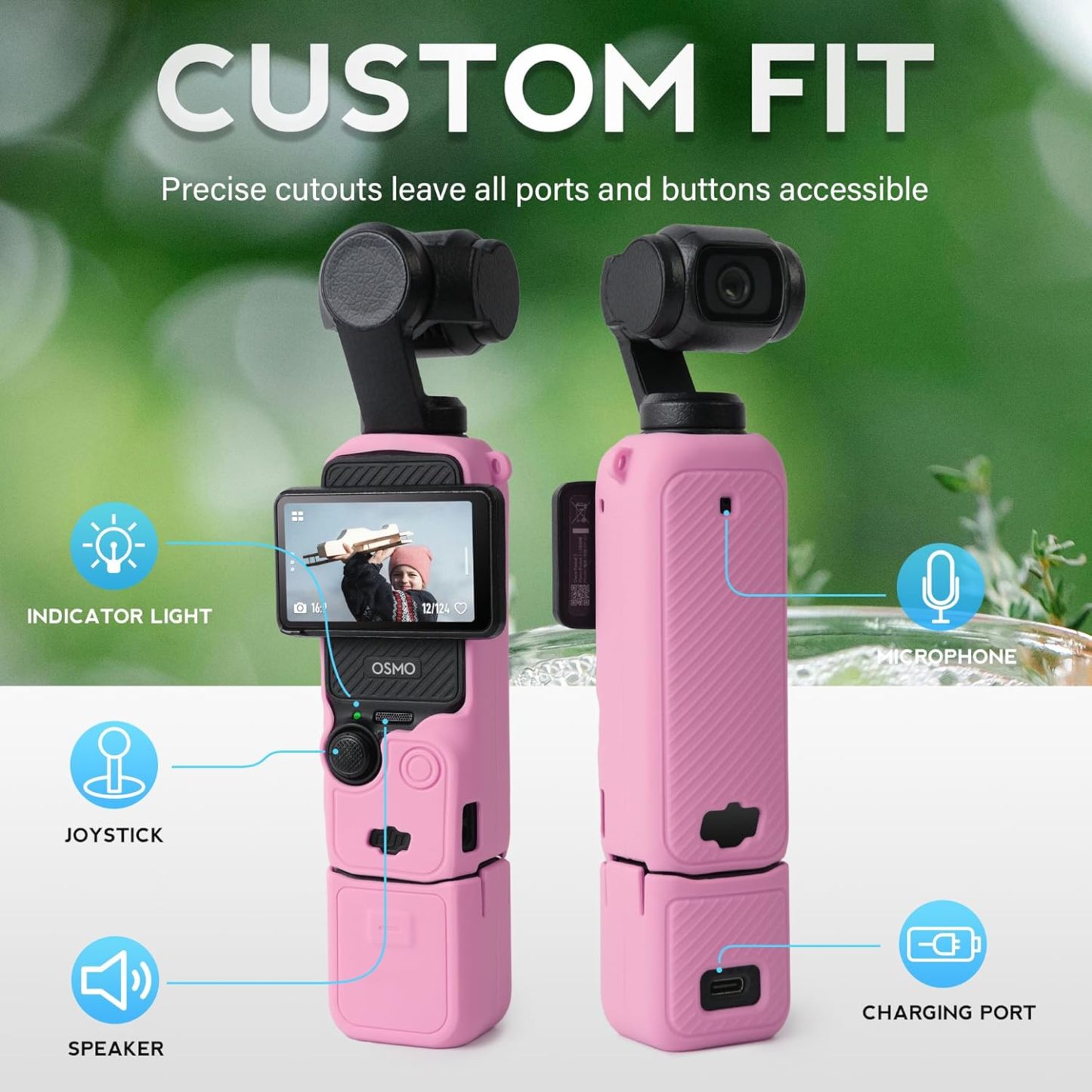 Pocthtket 3 Case, Soft Silicone Protective Case Compatible with DJI Osmo Pockthtet 3 Creator Combo, Lightweight creen Protector Grip Cover Accessories for Xtra Muse - Pink