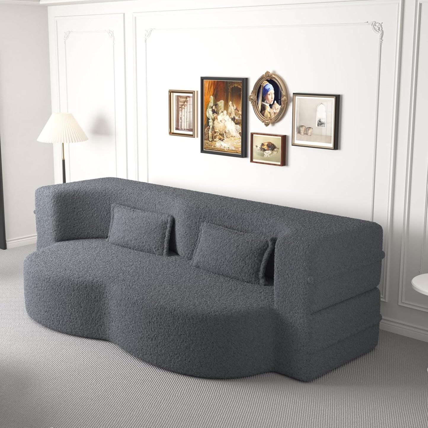 JOYBthtASE 78in Sofa Couch Convertible Oversized Cloud Loveseat Minimalist Sleeper Sofa Bed for Living Room, Apartment, Office, No Assembly Required (Coffee Corduroy)