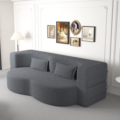 JOYBthtASE 78in Sofa Couch Convertible Oversized Cloud Loveseat Minimalist Sleeper Sofa Bed for Living Room, Apartment, Office, No Assembly Required (Coffee Corduroy)