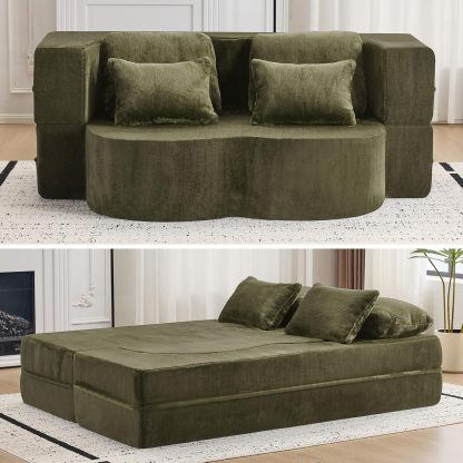 JOYBthtASE 78in Sofa Couch Convertible Oversized Cloud Loveseat Minimalist Sleeper Sofa Bed for Living Room, Apartment, Office, No Assembly Required (Coffee Corduroy)