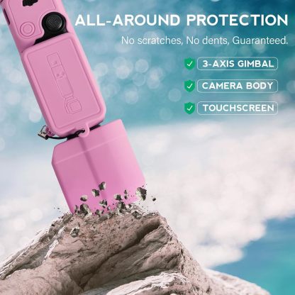 Pocthtket 3 Case, Soft Silicone Protective Case Compatible with DJI Osmo Pockthtet 3 Creator Combo, Lightweight creen Protector Grip Cover Accessories for Xtra Muse - Pink