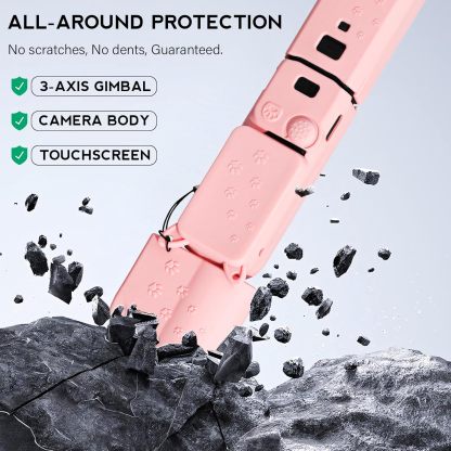 Pocthtket 3 Case, Soft Silicone Protective Case Compatible with DJI Osmo Pockthtet 3 Creator Combo, Lightweight creen Protector Grip Cover Accessories for Xtra Muse - Pink