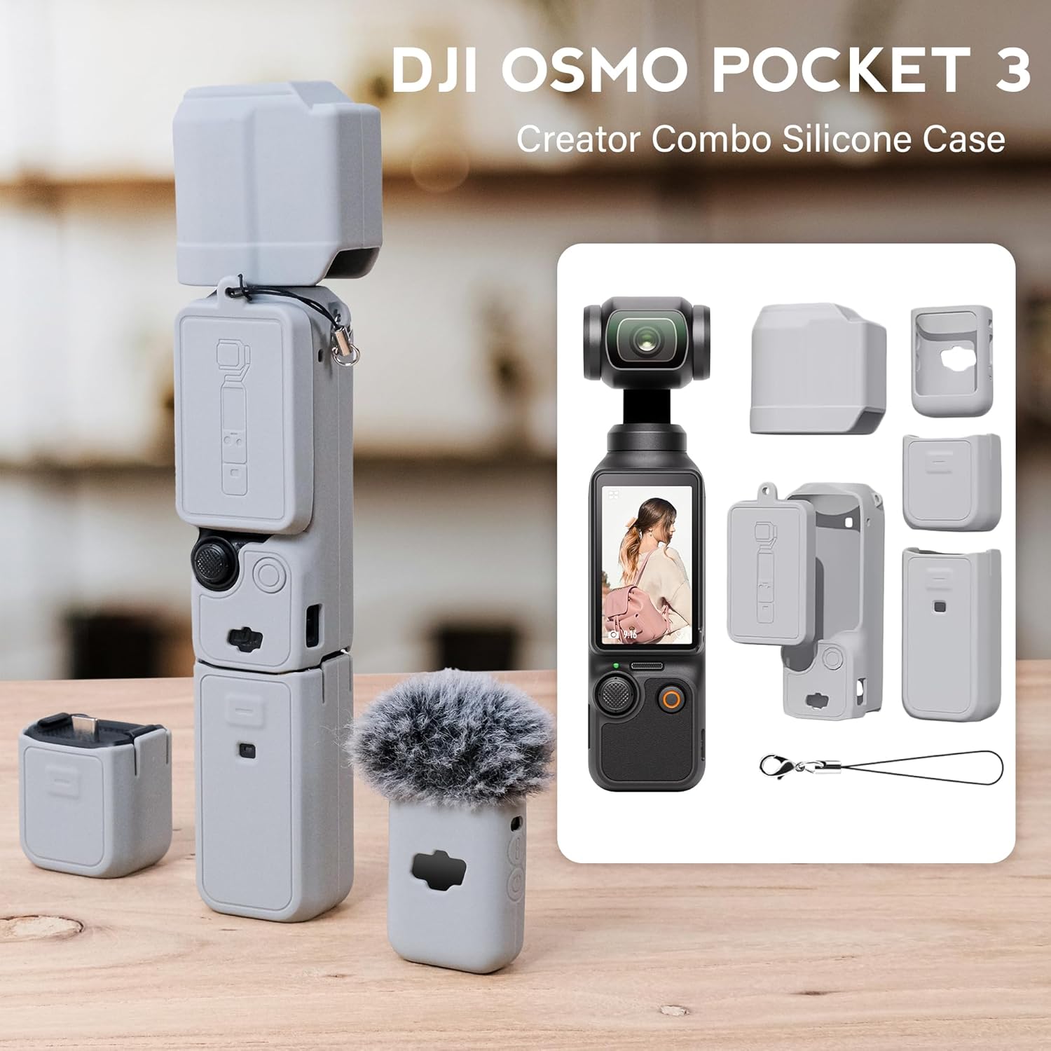 Pocthtket 3 Case, Soft Silicone Protective Case Compatible with DJI Osmo Pockthtet 3 Creator Combo, Lightweight creen Protector Grip Cover Accessories for Xtra Muse - Pink