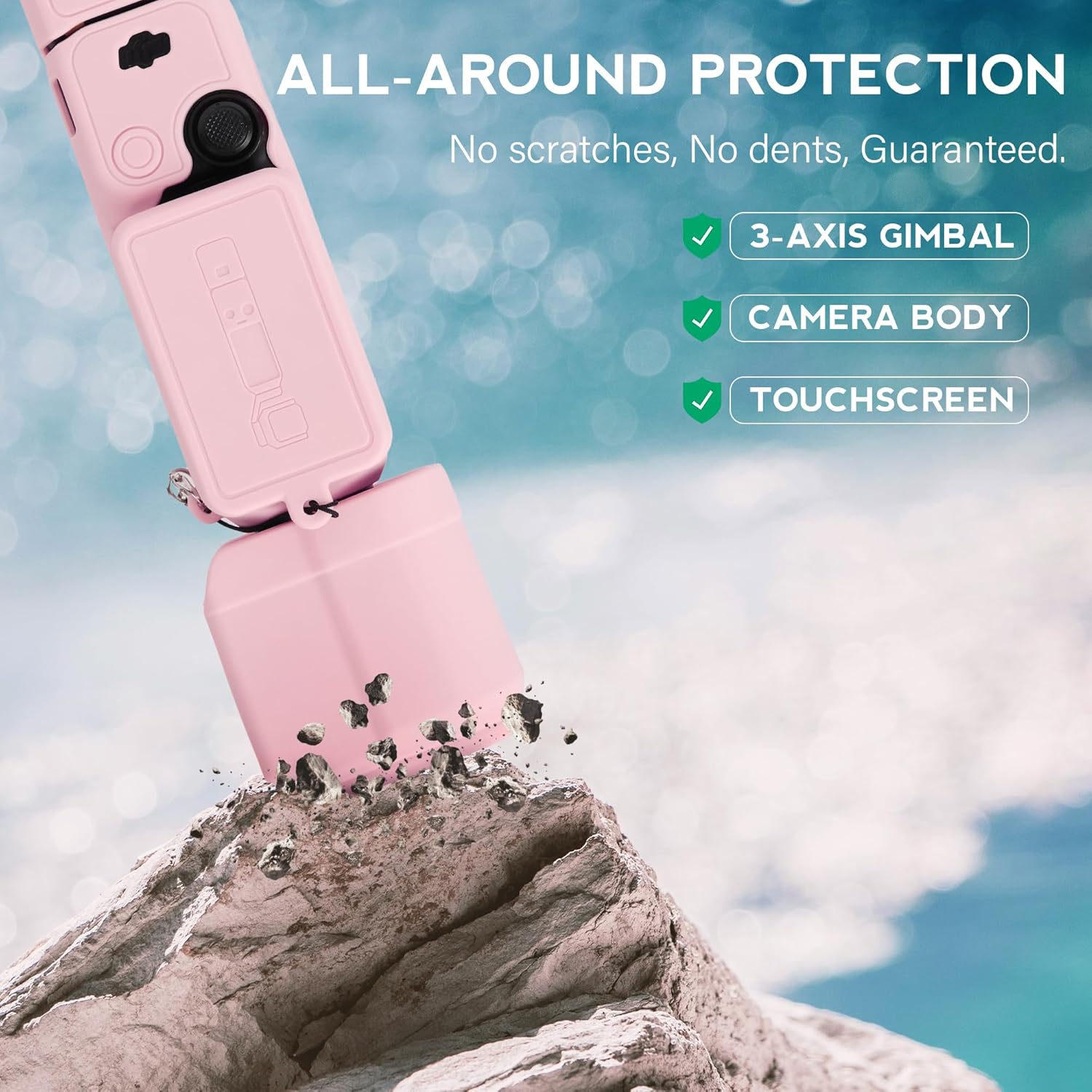 Pocthtket 3 Case, Soft Silicone Protective Case Compatible with DJI Osmo Pockthtet 3 Creator Combo, Lightweight creen Protector Grip Cover Accessories for Xtra Muse - Pink