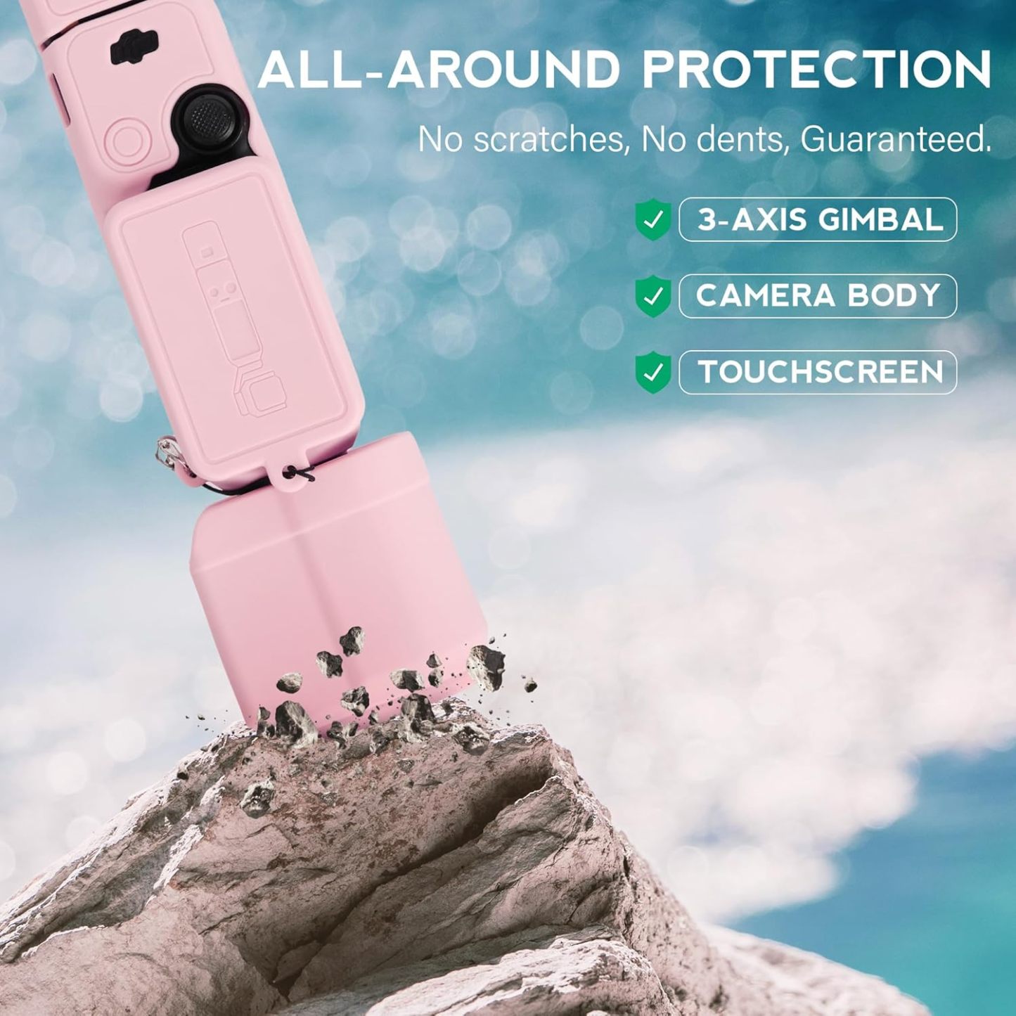 Pocthtket 3 Case, Soft Silicone Protective Case Compatible with DJI Osmo Pockthtet 3 Creator Combo, Lightweight creen Protector Grip Cover Accessories for Xtra Muse - Pink