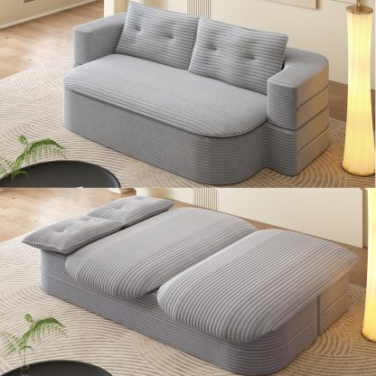 JOYBthtASE 78in Sofa Couch Convertible Oversized Cloud Loveseat Minimalist Sleeper Sofa Bed for Living Room, Apartment, Office, No Assembly Required (Coffee Corduroy)