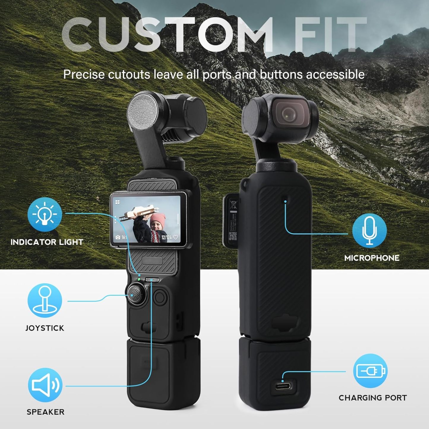 Pocthtket 3 Case, Soft Silicone Protective Case Compatible with DJI Osmo Pockthtet 3 Creator Combo, Lightweight creen Protector Grip Cover Accessories for Xtra Muse - Pink