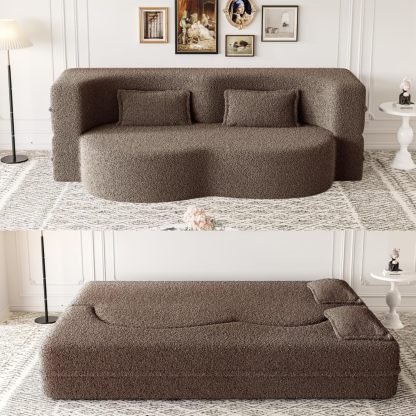JOYBthtASE 78in Sofa Couch Convertible Oversized Cloud Loveseat Minimalist Sleeper Sofa Bed for Living Room, Apartment, Office, No Assembly Required (Coffee Corduroy)