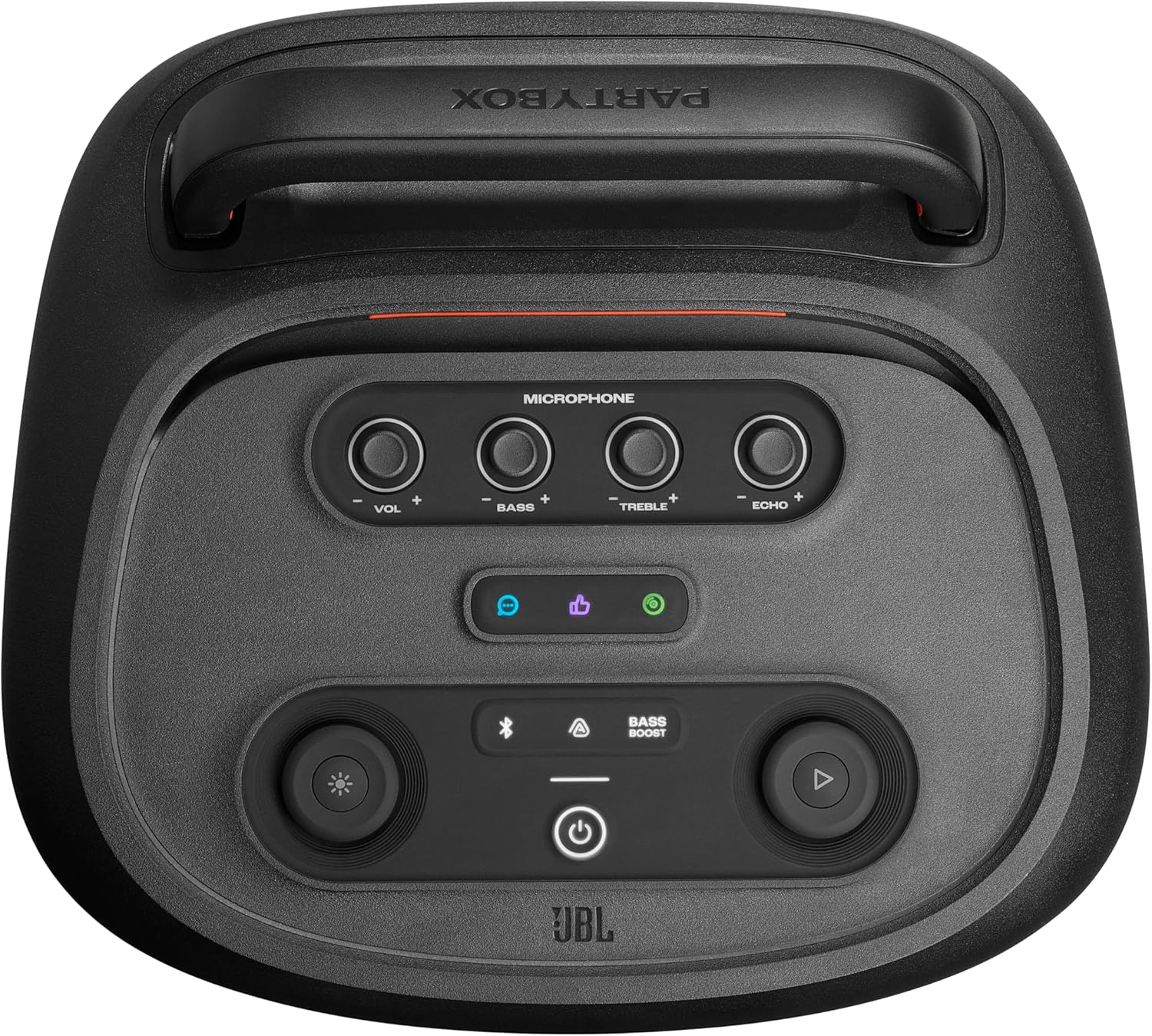 ParthttyBox 520 - Portable Battery-Powered Party Speaker with AI Sound Boost, Up to 15 Hours of Play time, IPX4 Splash Proof, Multi-Speaker Connection by Auracast, and Telescopic Handle (Black)