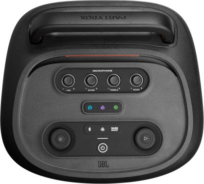 ParthttyBox 520 - Portable Battery-Powered Party Speaker with AI Sound Boost, Up to 15 Hours of Play time, IPX4 Splash Proof, Multi-Speaker Connection by Auracast, and Telescopic Handle (Black)