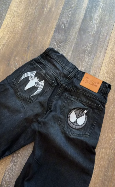 UnisexUnisex Spider man  Dark Wash  Baggy Jeans