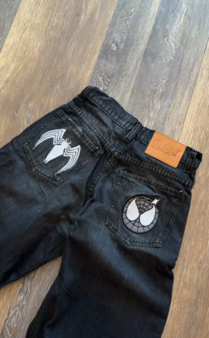 UnisexUnisex Spider man  Dark Wash  Baggy Jeans