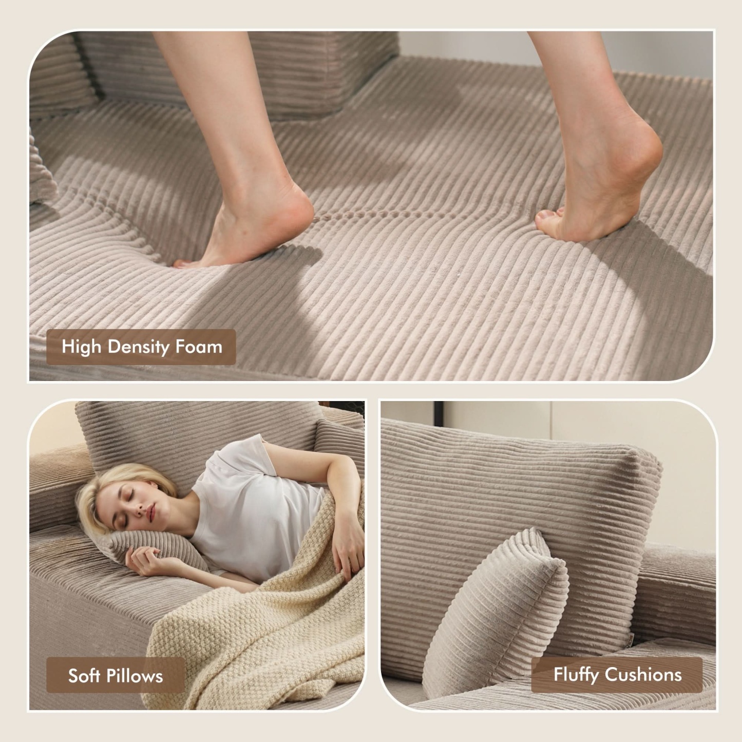 OVthtIOS Boneless Chaise Lounge,Luxurious Faux Fur, No Assembly Required