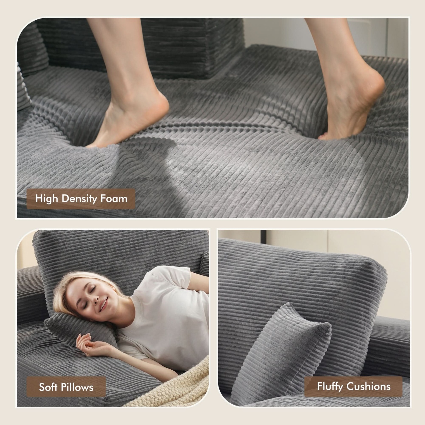 OVthtIOS Boneless Chaise Lounge,Luxurious Faux Fur, No Assembly Required