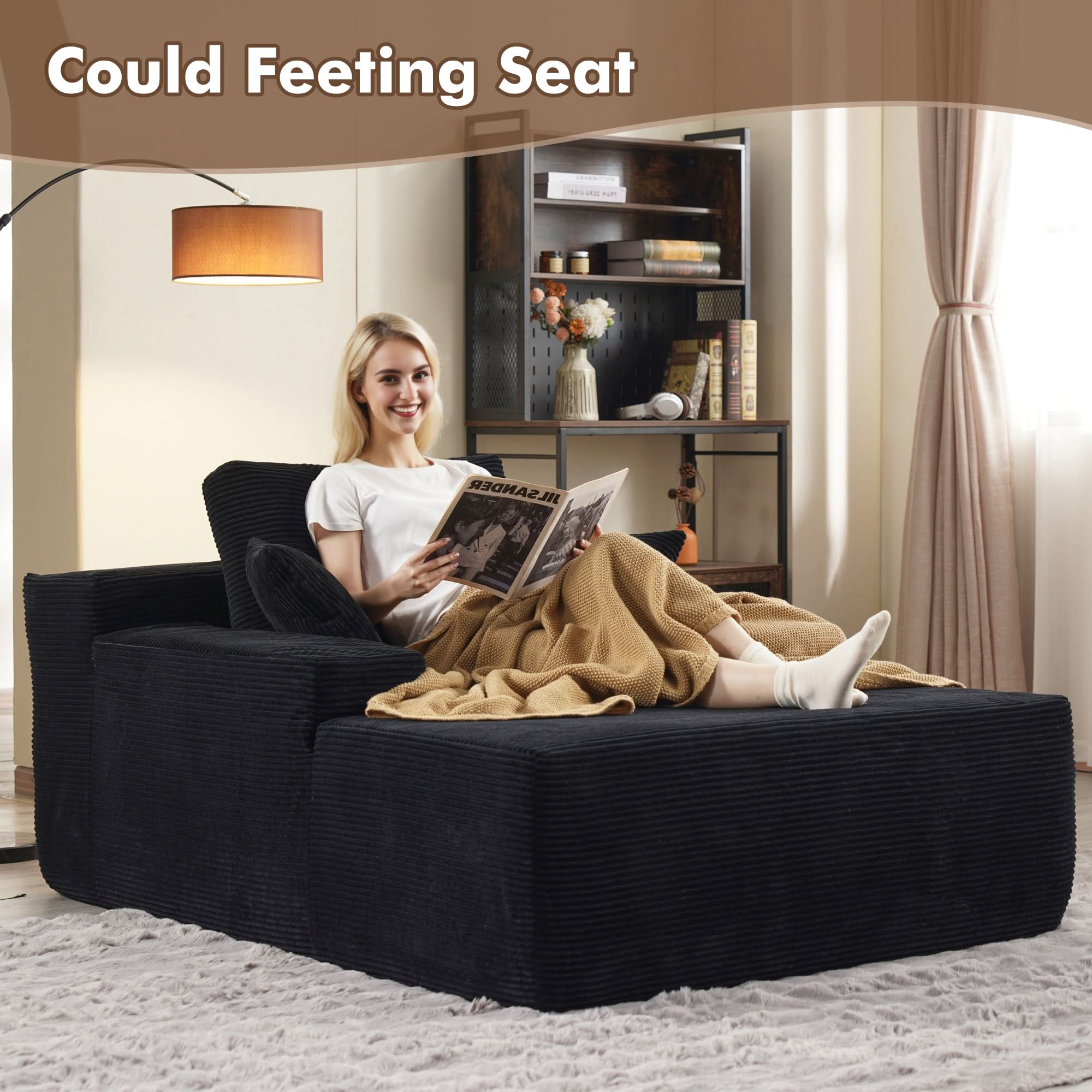 OVthtIOS Boneless Chaise Lounge,Luxurious Faux Fur, No Assembly Required