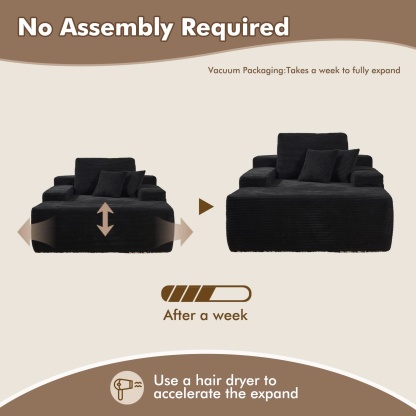 OVthtIOS Boneless Chaise Lounge,Luxurious Faux Fur, No Assembly Required