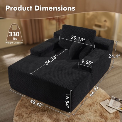 OVthtIOS Boneless Chaise Lounge,Luxurious Faux Fur, No Assembly Required