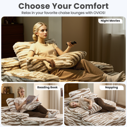 OVthtIOS Boneless Chaise Lounge,Luxurious Faux Fur, No Assembly Required