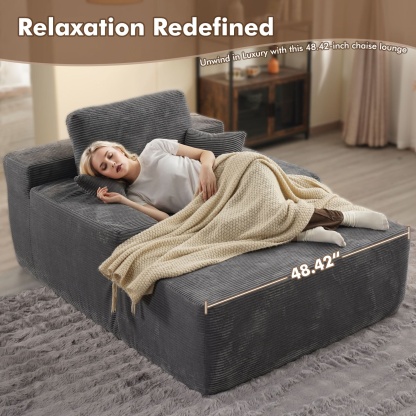 OVthtIOS Boneless Chaise Lounge,Luxurious Faux Fur, No Assembly Required