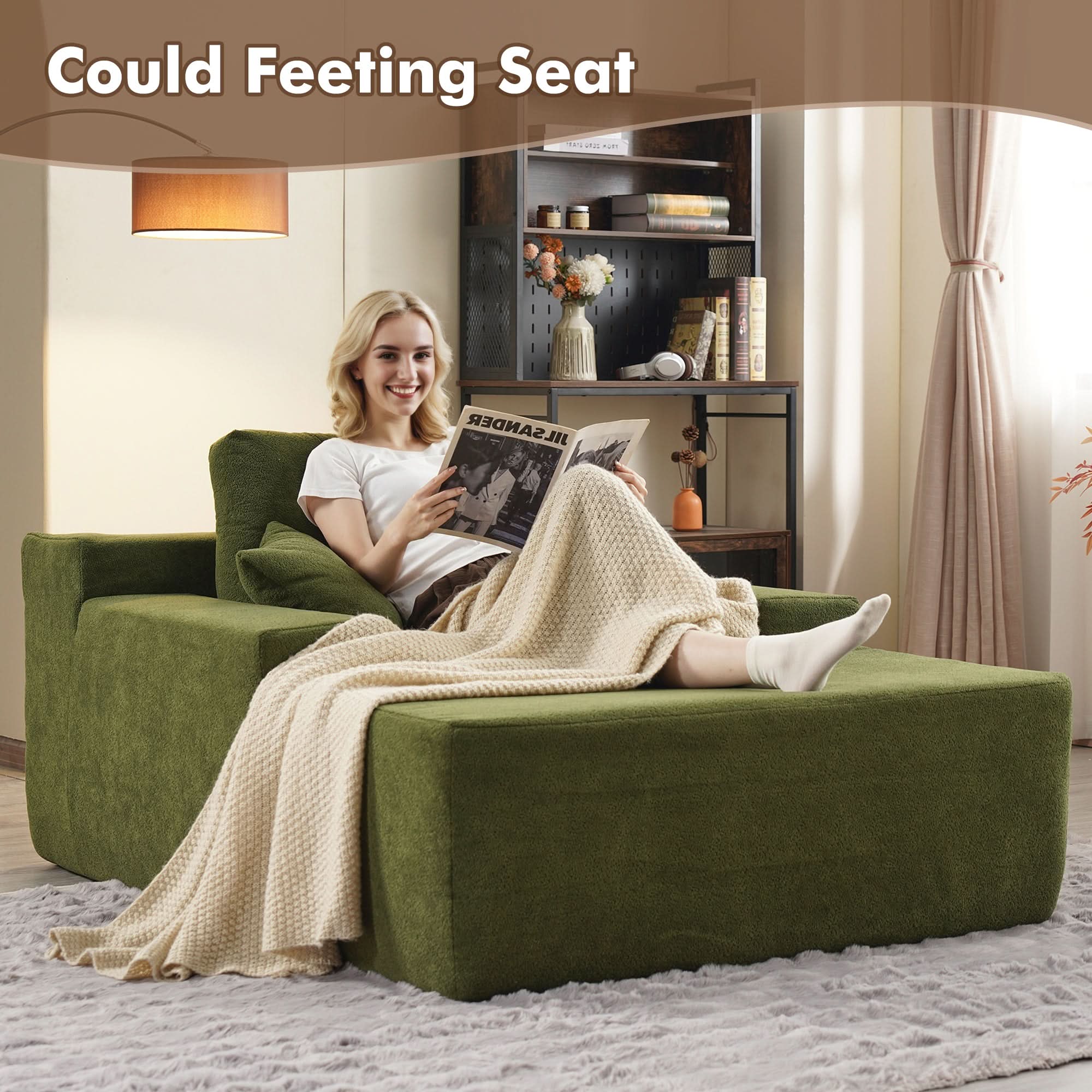 OVthtIOS Boneless Chaise Lounge,Luxurious Faux Fur, No Assembly Required