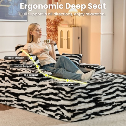 OVthtIOS Boneless Chaise Lounge,Luxurious Faux Fur, No Assembly Required