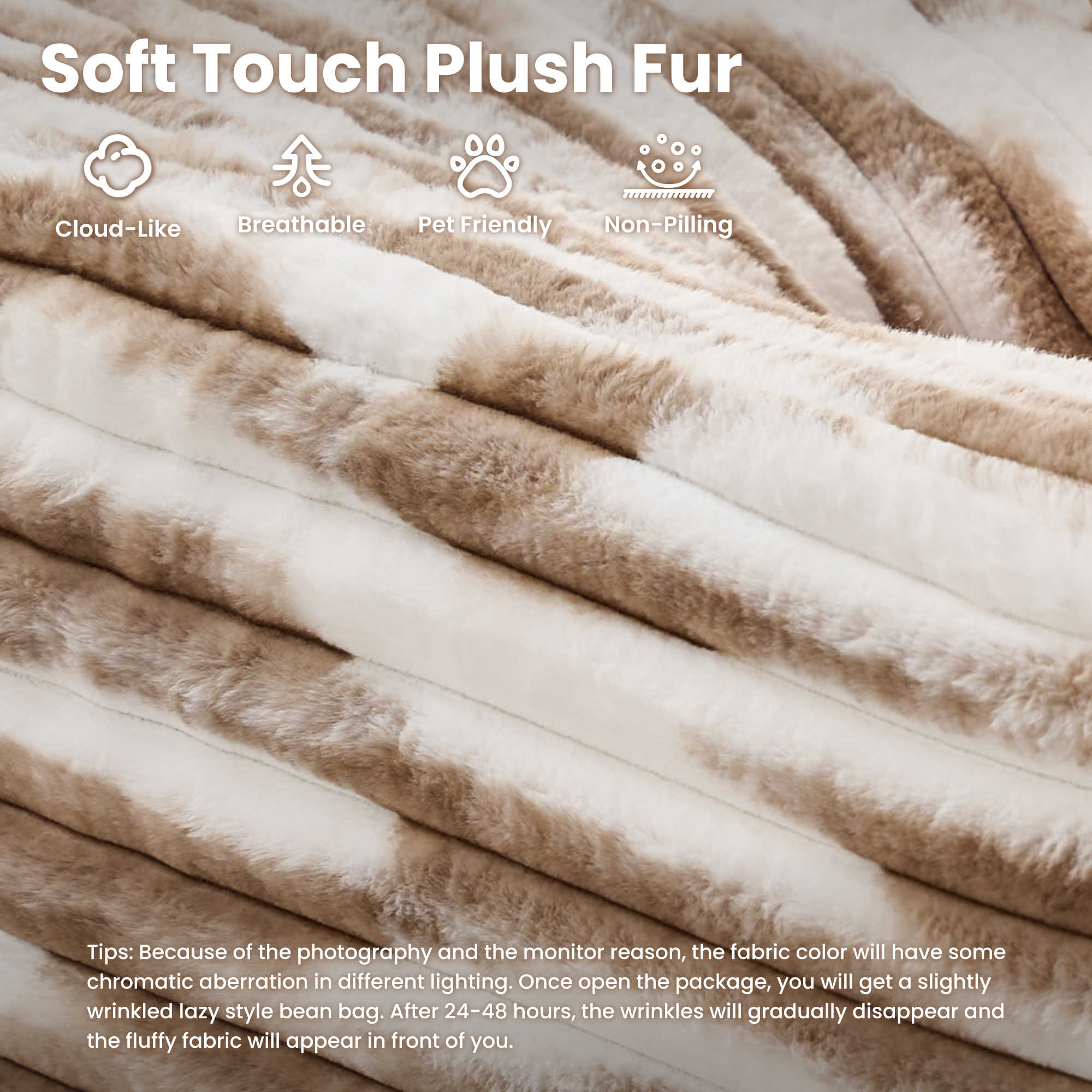 OVthtIOS Boneless Chaise Lounge,Luxurious Faux Fur, No Assembly Required