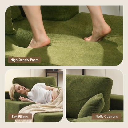 OVthtIOS Boneless Chaise Lounge,Luxurious Faux Fur, No Assembly Required