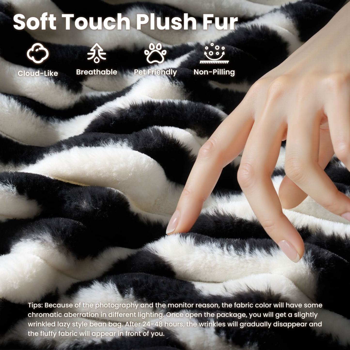 OVthtIOS Boneless Chaise Lounge,Luxurious Faux Fur, No Assembly Required