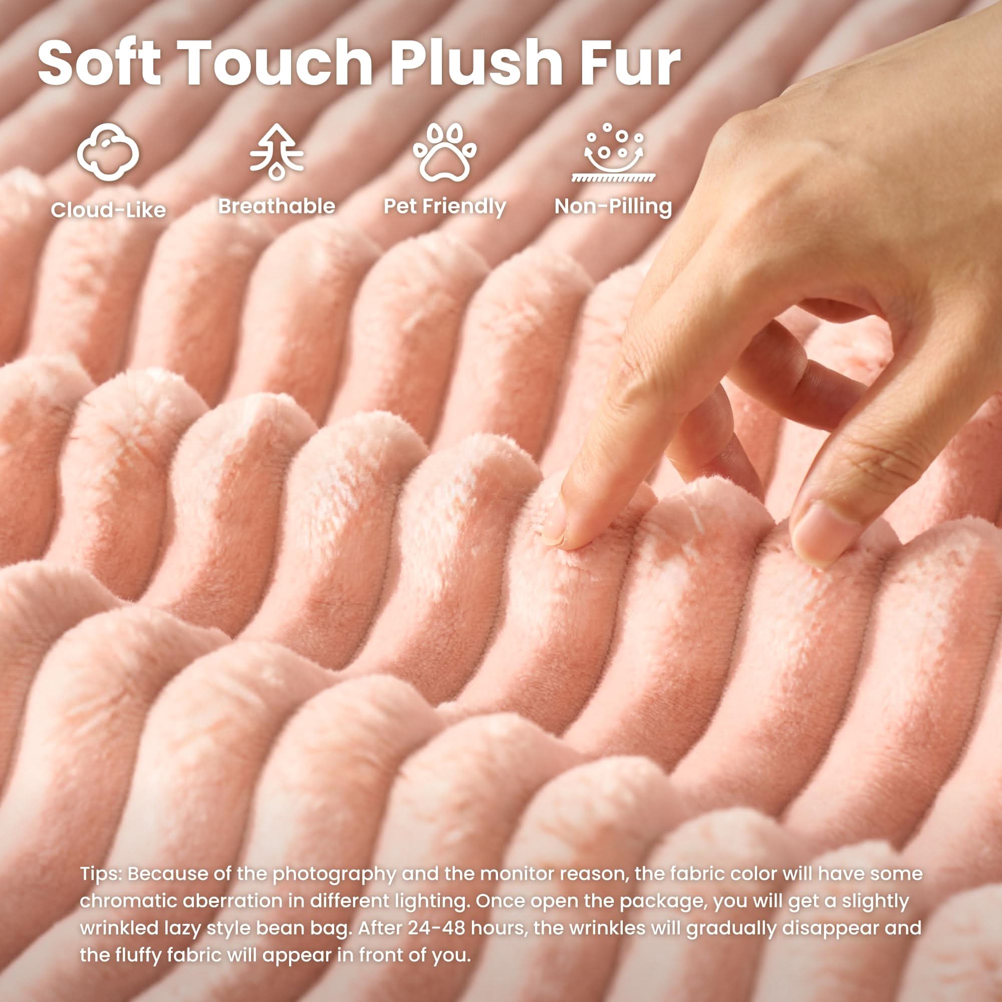 OVthtIOS Boneless Chaise Lounge,Luxurious Faux Fur, No Assembly Required