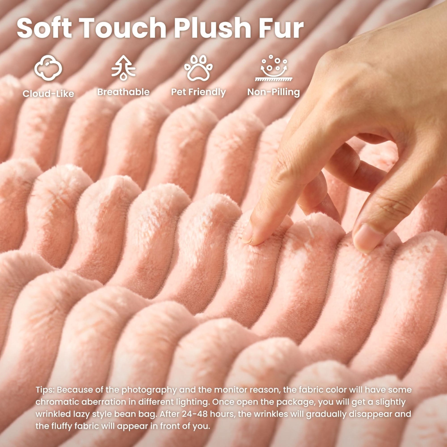 OVthtIOS Boneless Chaise Lounge,Luxurious Faux Fur, No Assembly Required